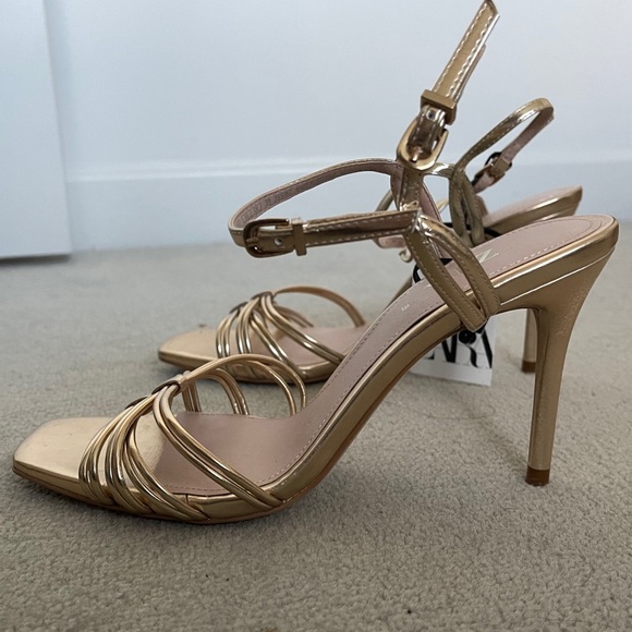Zara Gold Strappy Heels - Picture 7 of 8
